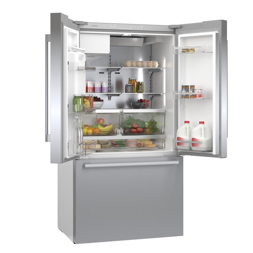 Bosch - 35.625 Inch 20.8 cu. ft French Door Refrigerator in Stainless - B36CD50SNS