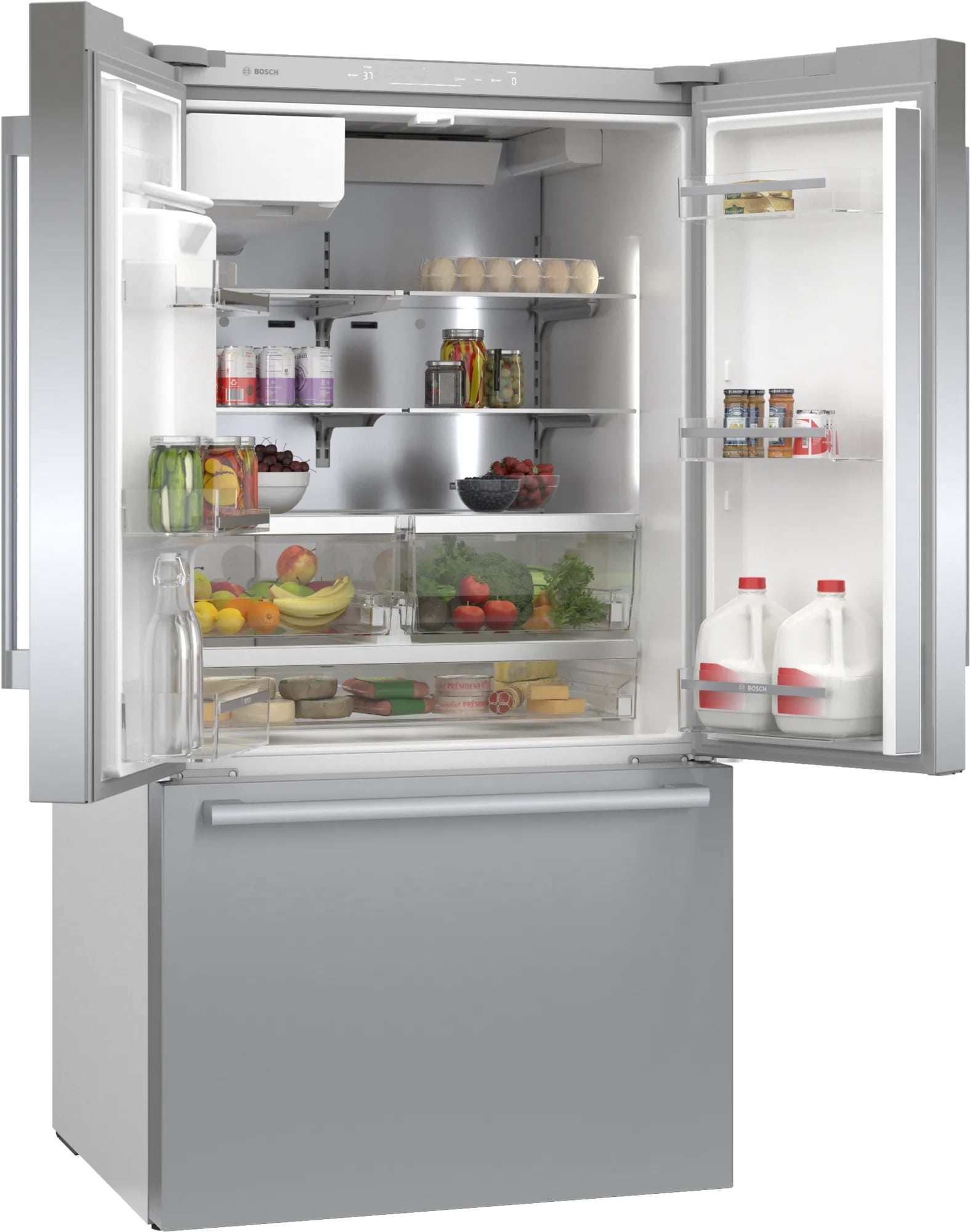 Bosch - 35.625 Inch 26 cu. ft French Door Refrigerator in Stainless - B36FD50SNS