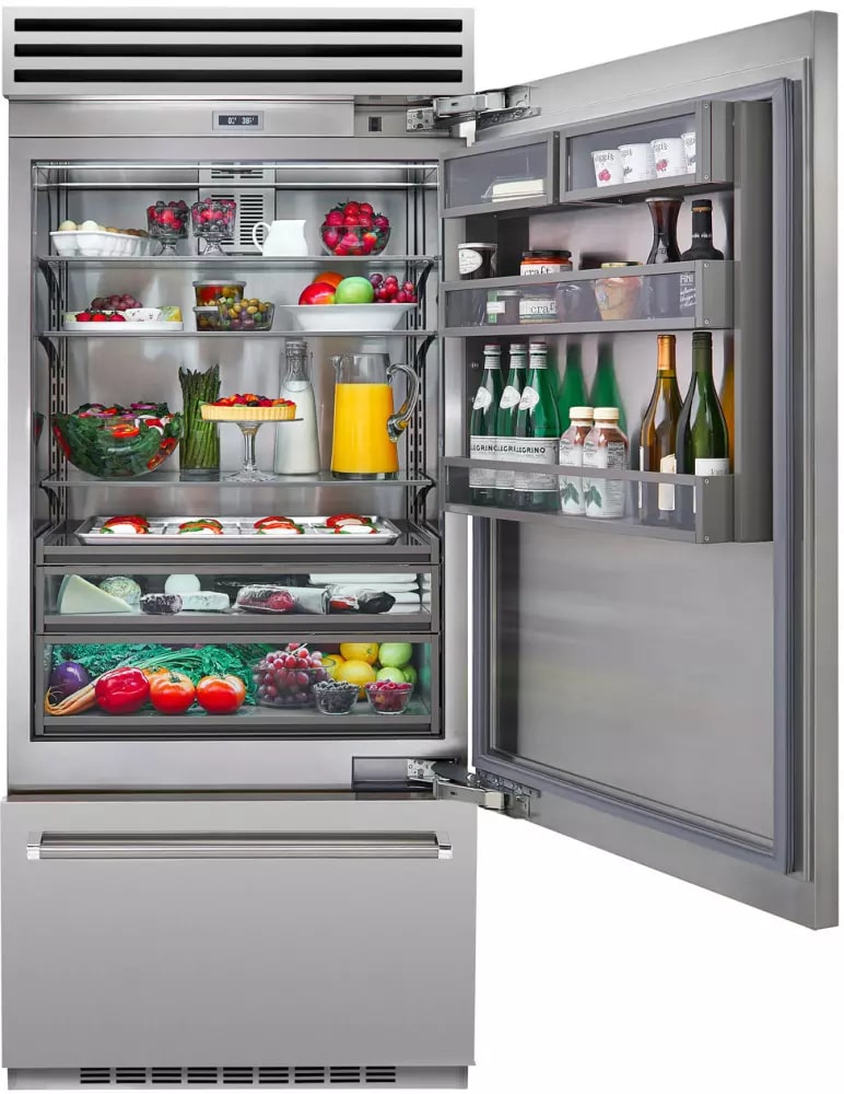 BlueStar - 35.75 Inch 22.4 cu. ft Built In / Integrated Bottom Mount Refrigerator in Stainless - BBB36R2PLT