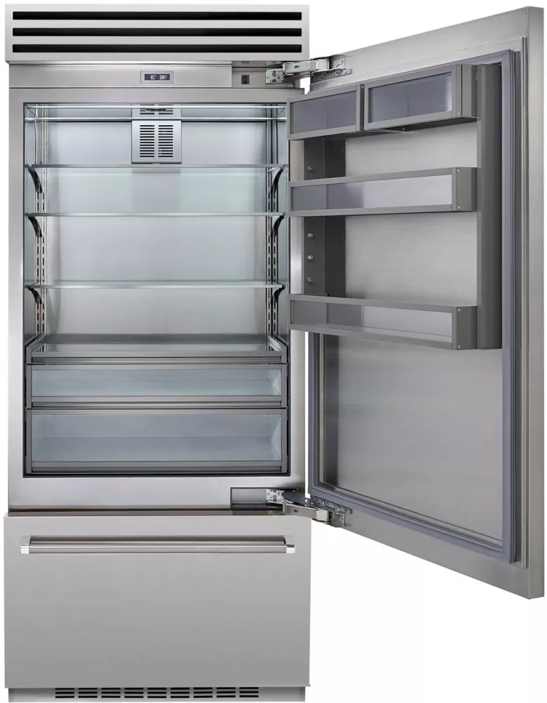 BlueStar - 35.75 Inch 22.4 cu. ft Built In / Integrated Bottom Mount Refrigerator in Stainless - BBB36R2PLT