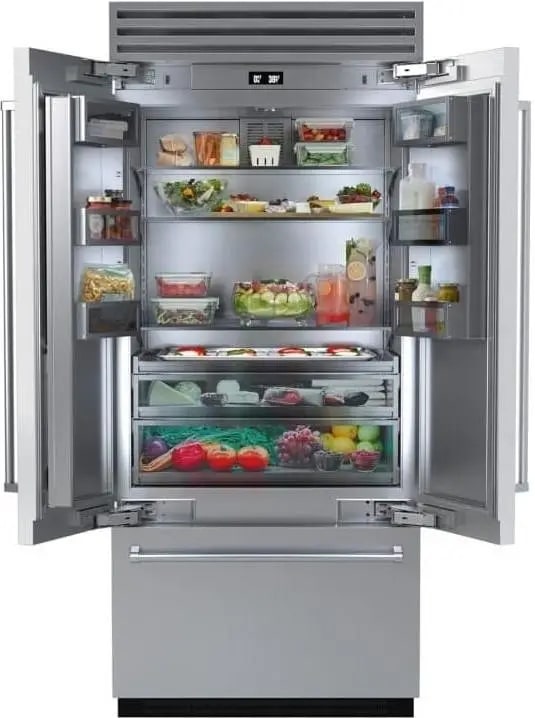 BlueStar - 35.75 Inch 22.2 cu. ft Built In / Integrated French Door Refrigerator in Stainless - BBBF361PLT