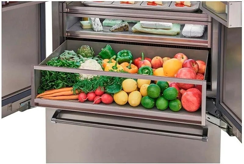 BlueStar - 35.75 Inch 22.2 cu. ft Built In / Integrated French Door Refrigerator in Stainless - BBBF361PLT