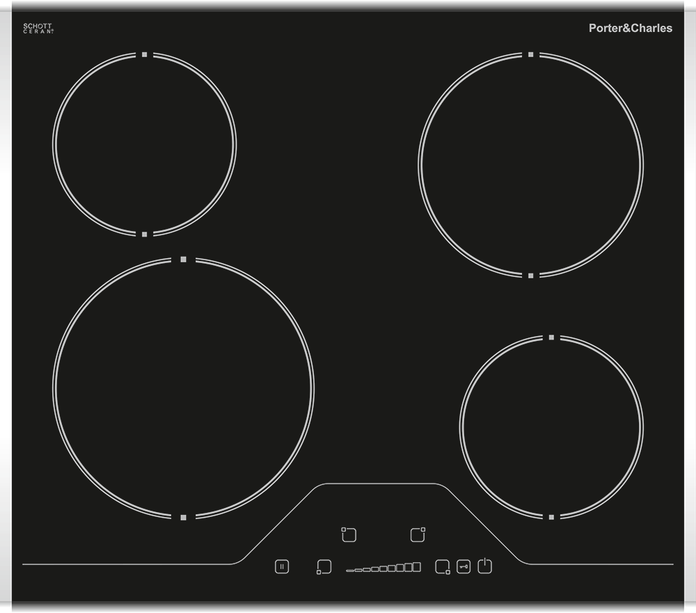 Porter & Charles - 23.3125 inch wide Electric Cooktop in Black Stainless - CC60V