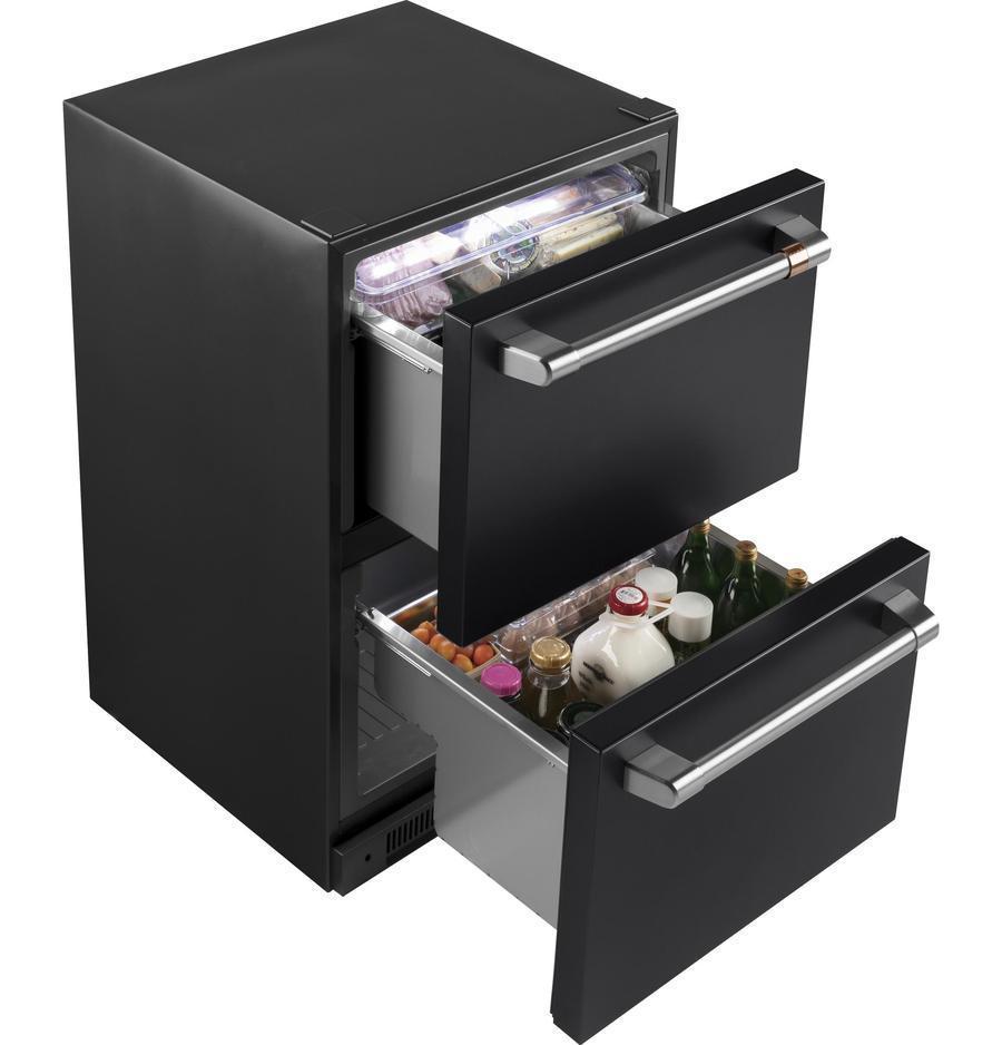 Café - 23.875 Inch 5.7 cu. ft Built In / Integrated Drawer Refrigerator in Black - CDE06RP3ND1