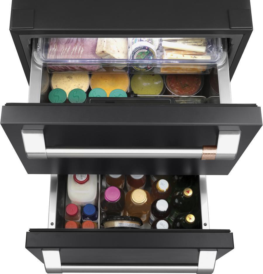 Café - 23.875 Inch 5.7 cu. ft Built In / Integrated Drawer Refrigerator in Black - CDE06RP3ND1