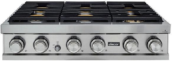 Dacor - 36 inch wide Gas Cooktop in Stainless - DTT36M876LS