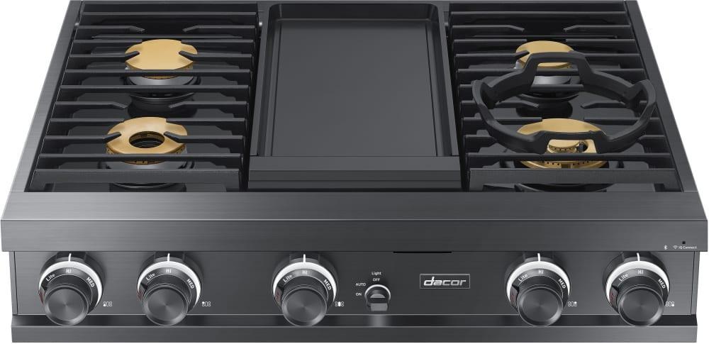 Dacor - 36 inch wide Gas Cooktop in Black Stainless - DTT36M974LM
