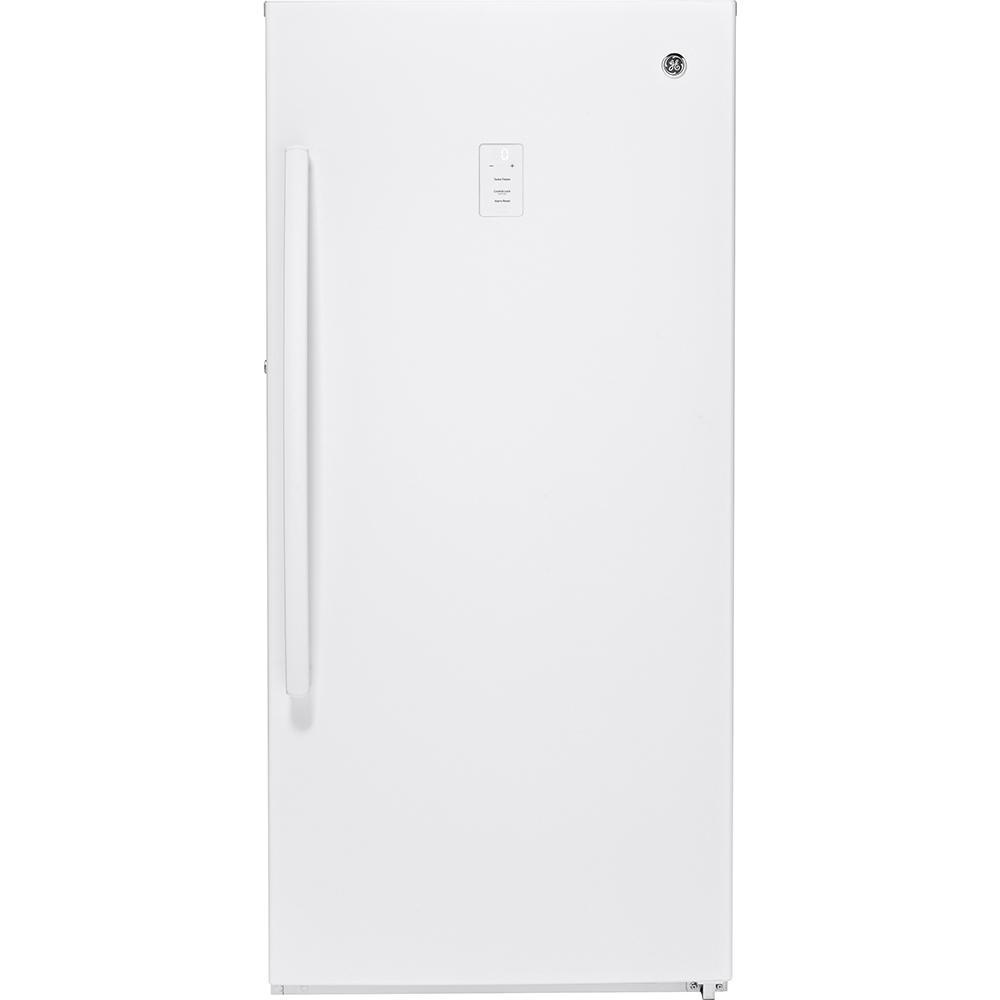 GE - 14.1 cu. Ft  Upright Freezer in White - FUF14SMRWW