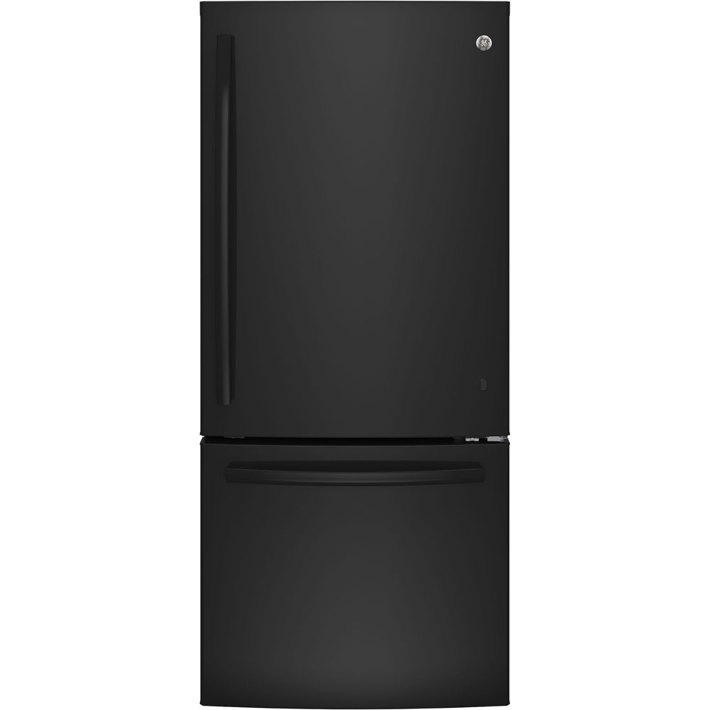GE - 29.75 Inch 20.9 cu. ft Bottom Mount Refrigerator in Black - GBE21AGKBB