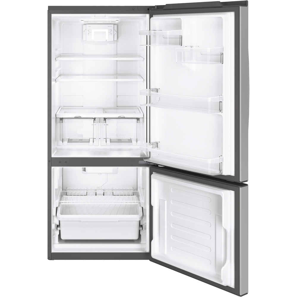GE - 29.75 Inch 20.9 cu. ft Bottom Mount Refrigerator in Stainless - GBE21ASKSS