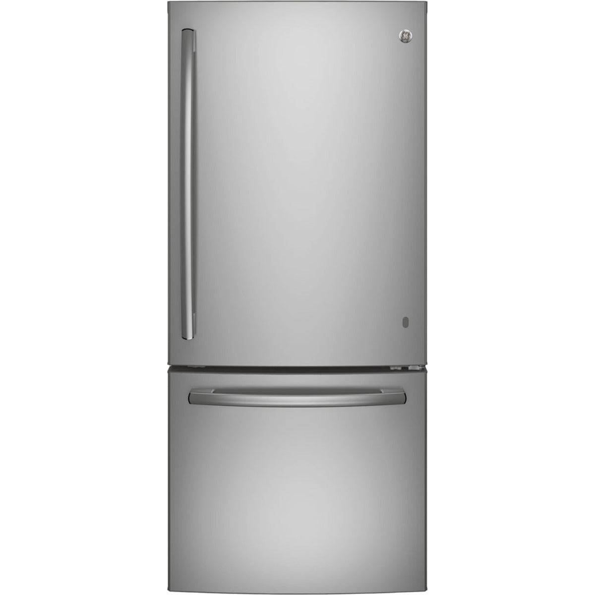 GE - 29.75 Inch 20.9 cu. ft Bottom Mount Refrigerator in Stainless - GBE21AYRKFS