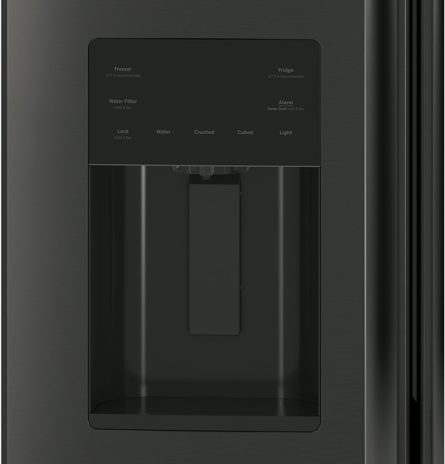 GE - 35.75 Inch 25.6 cu. ft French Door Refrigerator in Black Stainless - GFE26JBTMS