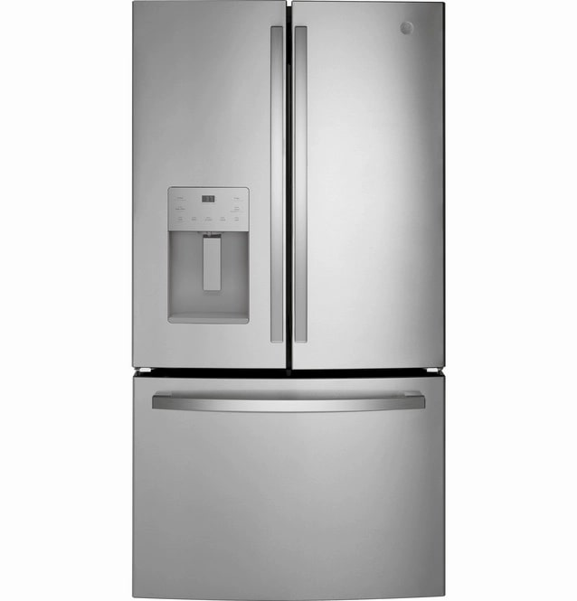 GE - 35.75 Inch 25.6 cu. ft French Door Refrigerator in Stainless - GFE26JYMFS