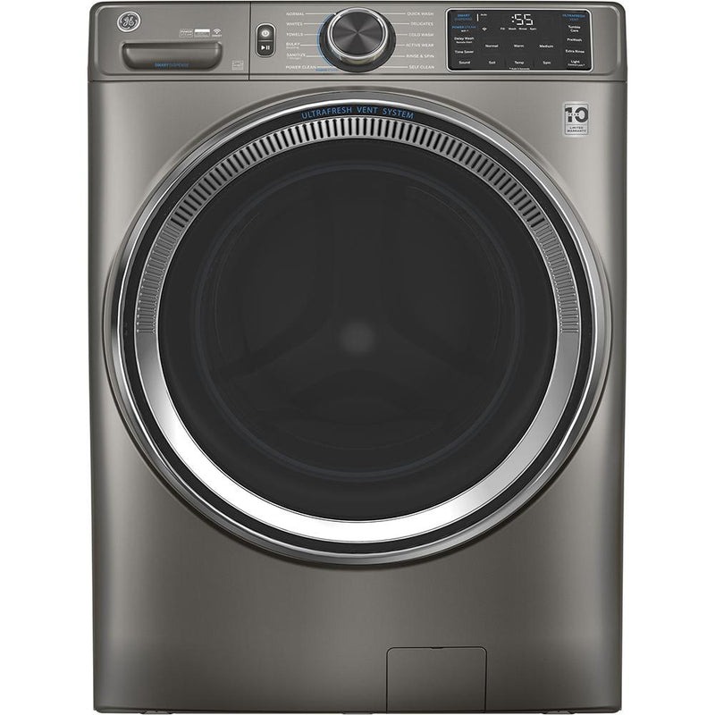 GE - 5.5 cu. Ft  Front Load Washer in Grey - GFW650SPNSN