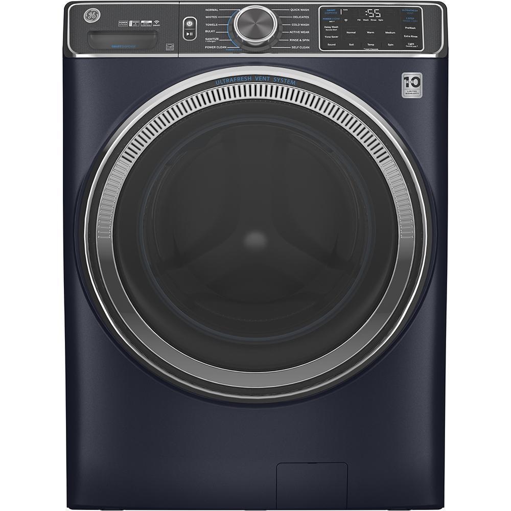 GE - 5.8 cu. Ft  Front Load Washer in Blue - GFW850SPNRS