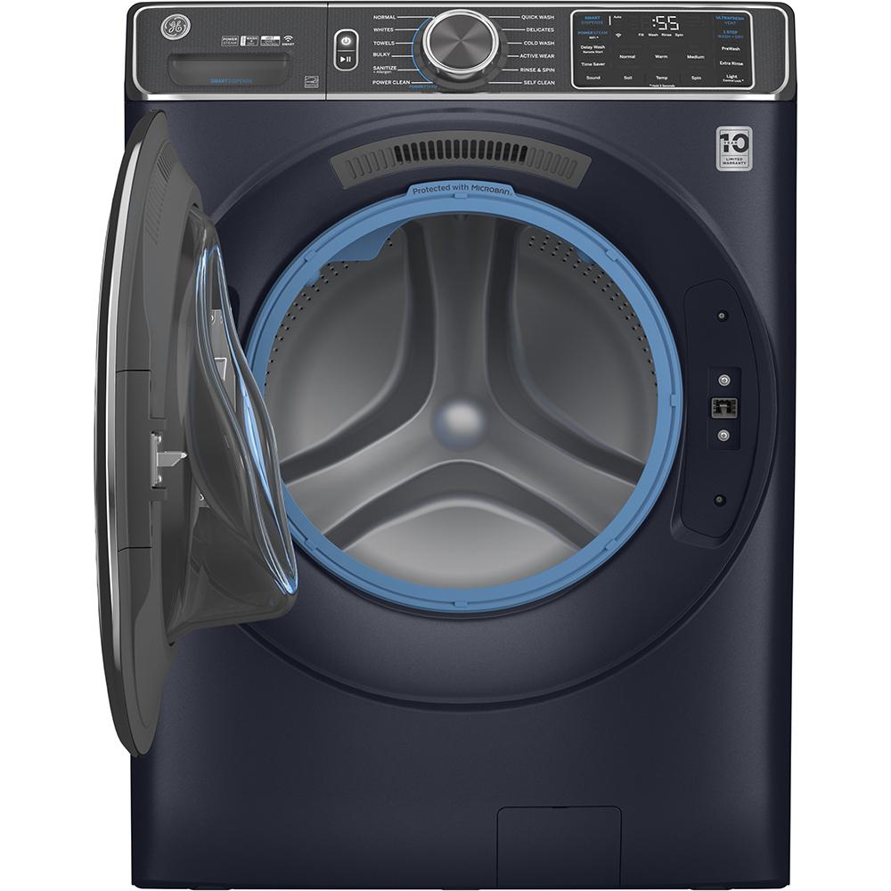 GE - 5.8 cu. Ft  Front Load Washer in Blue - GFW850SPNRS