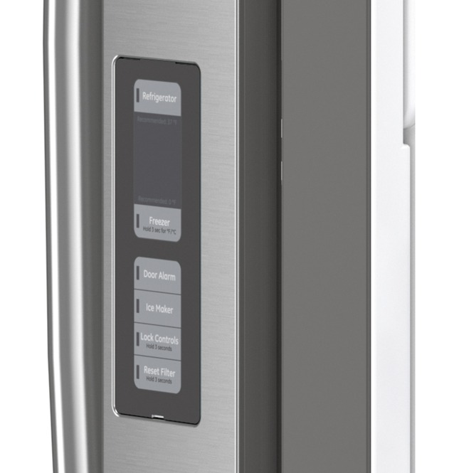 GE - 35.75 Inch 28.7 cu. ft French Door Refrigerator in Grey - GNE29GMKES