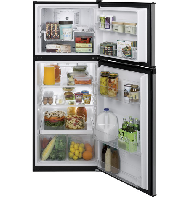 GE - 24 Inch 11.6 cu. ft Top Mount Refrigerator in Stainless - GPE12FSKSB
