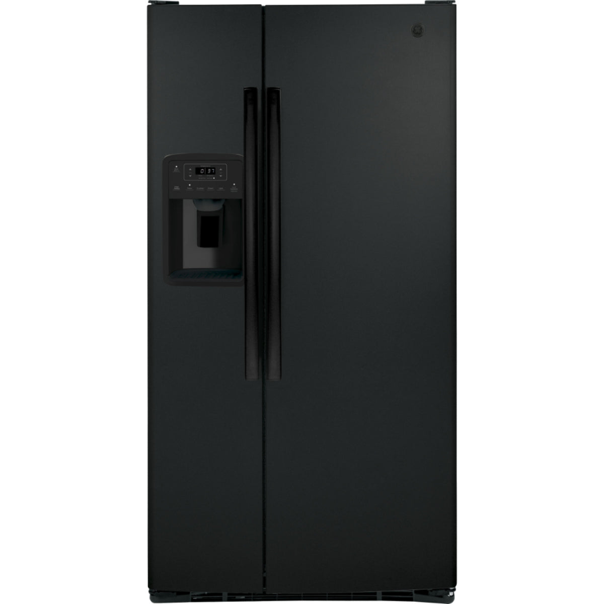 GE - 32.75 Inch 23 cu. ft Side by Side Refrigerator in Black - GSS23GGPBB