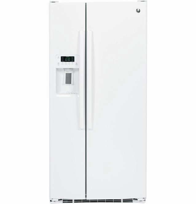 GE - 32.75 Inch 23.2 cu. ft Side by Side Refrigerator in White - GSS23HGHWW