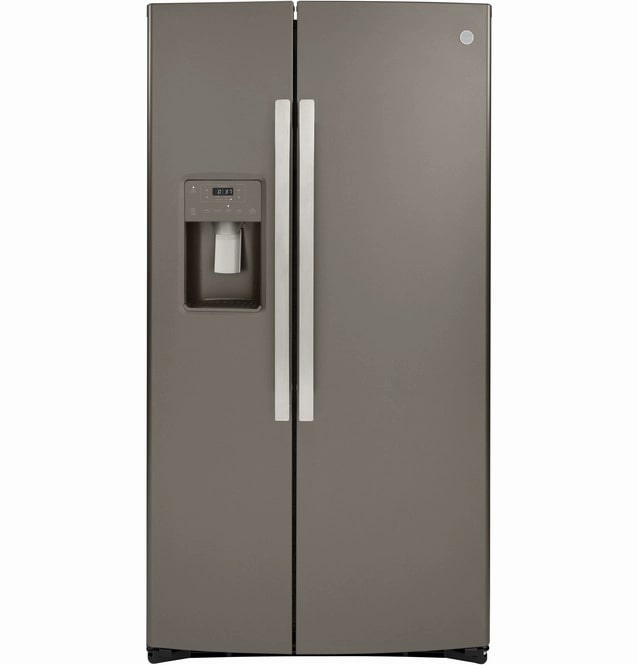 GE - 35.75 Inch 25.1 cu. ft Side by Side Refrigerator in Grey - GSS25IMNES