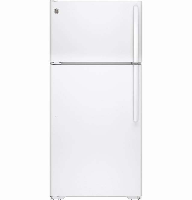 GE - 28 Inch 14.6 cu. ft Top Mount Refrigerator in White - GTE15CTHLWW