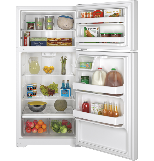 GE - 28 Inch 14.6 cu. ft Top Mount Refrigerator in White - GTE15CTHRWW