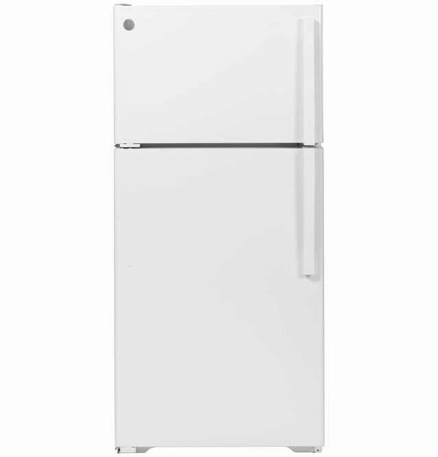 GE - 28 Inch 15.6 cu. ft Top Mount Refrigerator in White - GTE16DTNLWW
