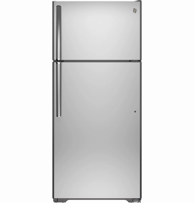 GE - 28 Inch 15.5 cu. ft Top Mount Refrigerator in Stainless - GTE16GSHSS