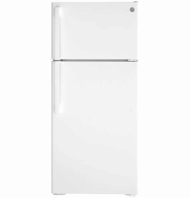 GE - 28 Inch 16.6 cu. ft Top Mount Refrigerator in White - GTE17DTNRWW