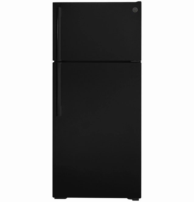 GE - 28 Inch 16.6 cu. ft Top Mount Refrigerator in Black - GTE17GTNRBB
