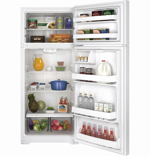 GE - 28 Inch 17.5 cu. ft Top Mount Refrigerator in White - GTE18CTHWW