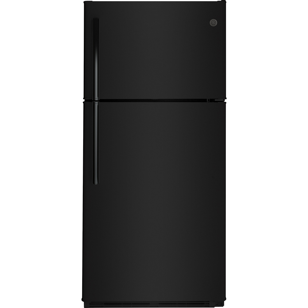 GE - 29.53 Inch 18 cu. ft Top Mount Refrigerator in Black - GTE18FTLKBB