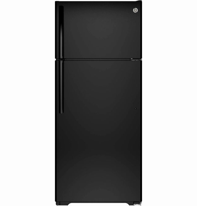 GE - 28 Inch 17.5 cu. ft Top Mount Refrigerator in Black - GTE18GTHBB