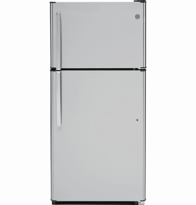 GE - 29.625 Inch 18.2 cu. ft Top Mount Refrigerator in Stainless - GTS18FSLSS