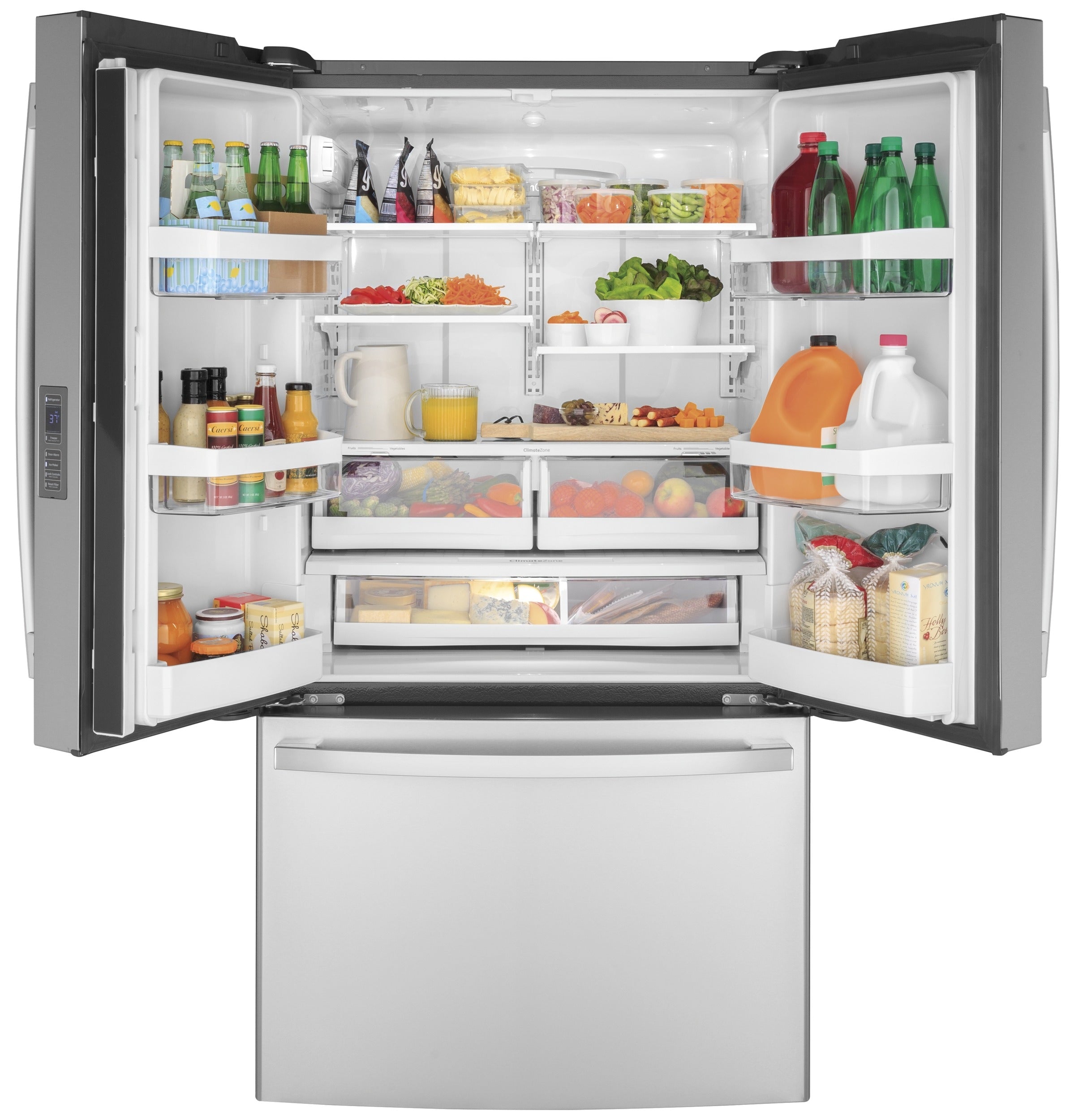 GE - 35.5 Inch 23.1 cu. ft French Door Refrigerator in Stainless - GWE23GYNFS