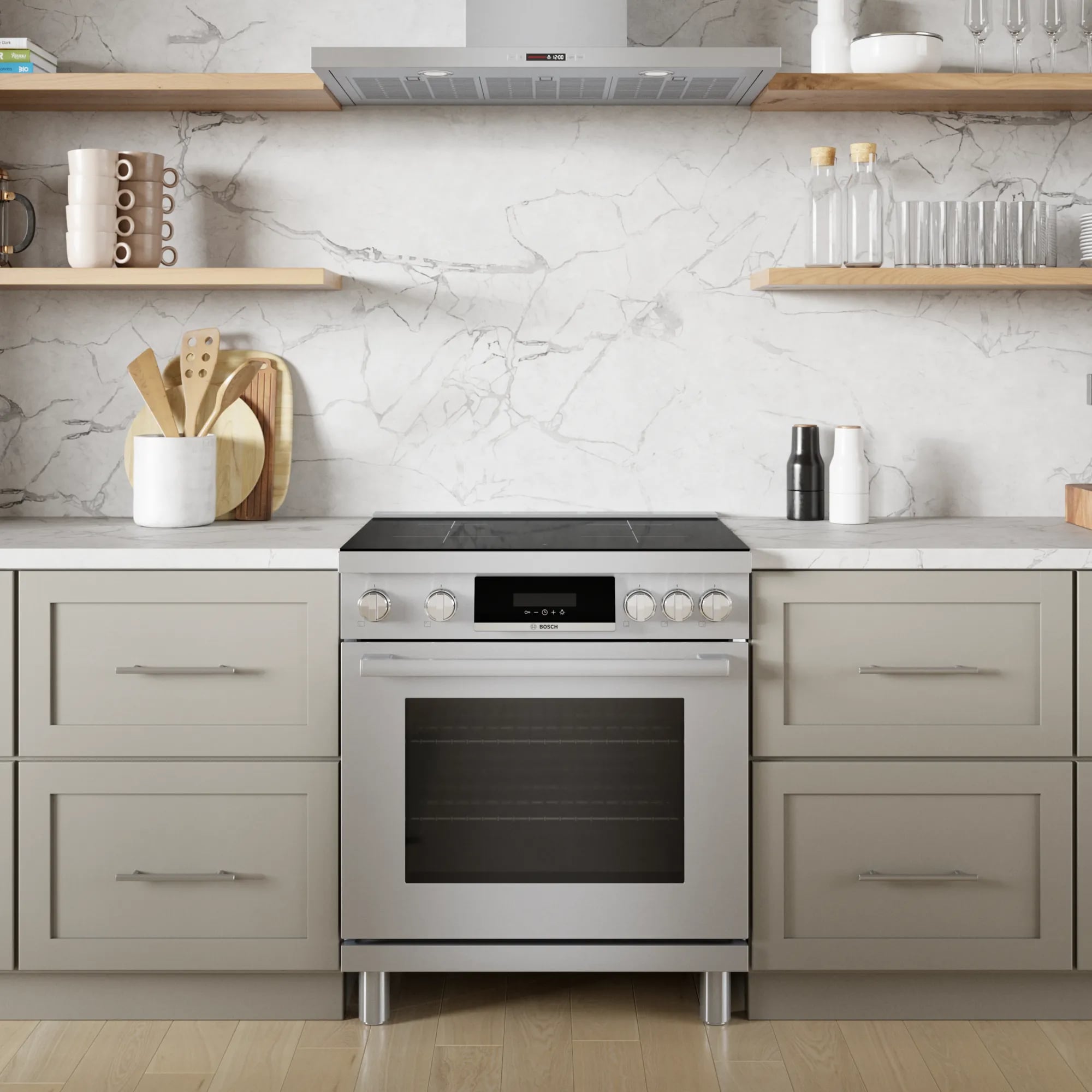 Bosch - 3.9 cu. ft  Induction Range in Stainless - HIS8055C