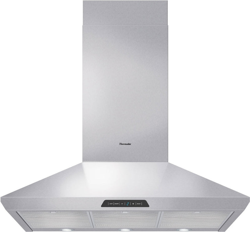 Thermador - 35.5 Inch 1300 CFM Wall Mount and Chimney Range Vent in Stainless - HMCN36FS