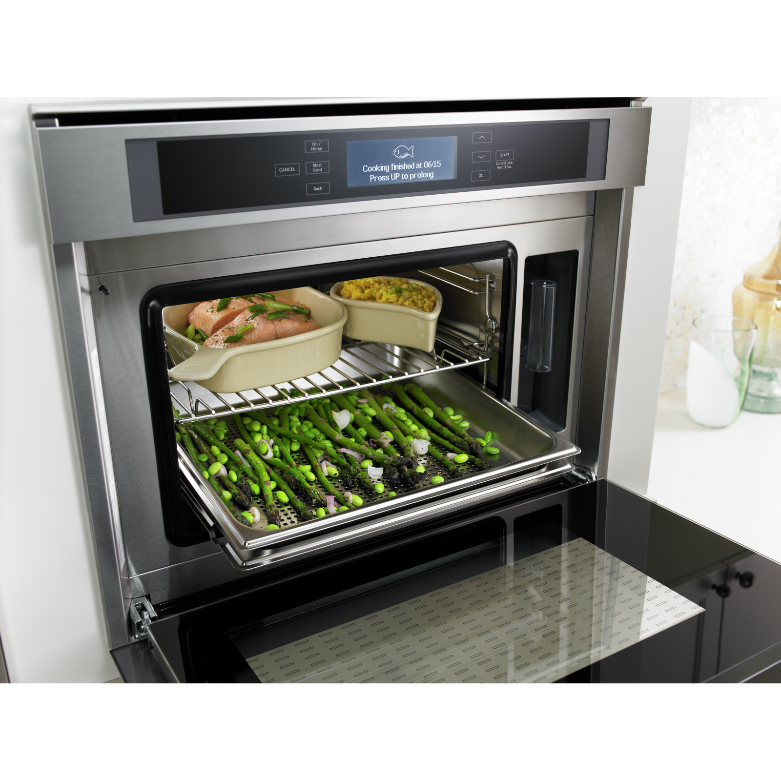 JennAir - 1.3 cu. ft Steam Wall Oven in Stainless - JBS7524BS