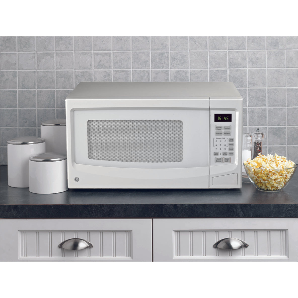 GE - 1.1 cu. Ft  Counter top Microwave in White - JES1145WTC