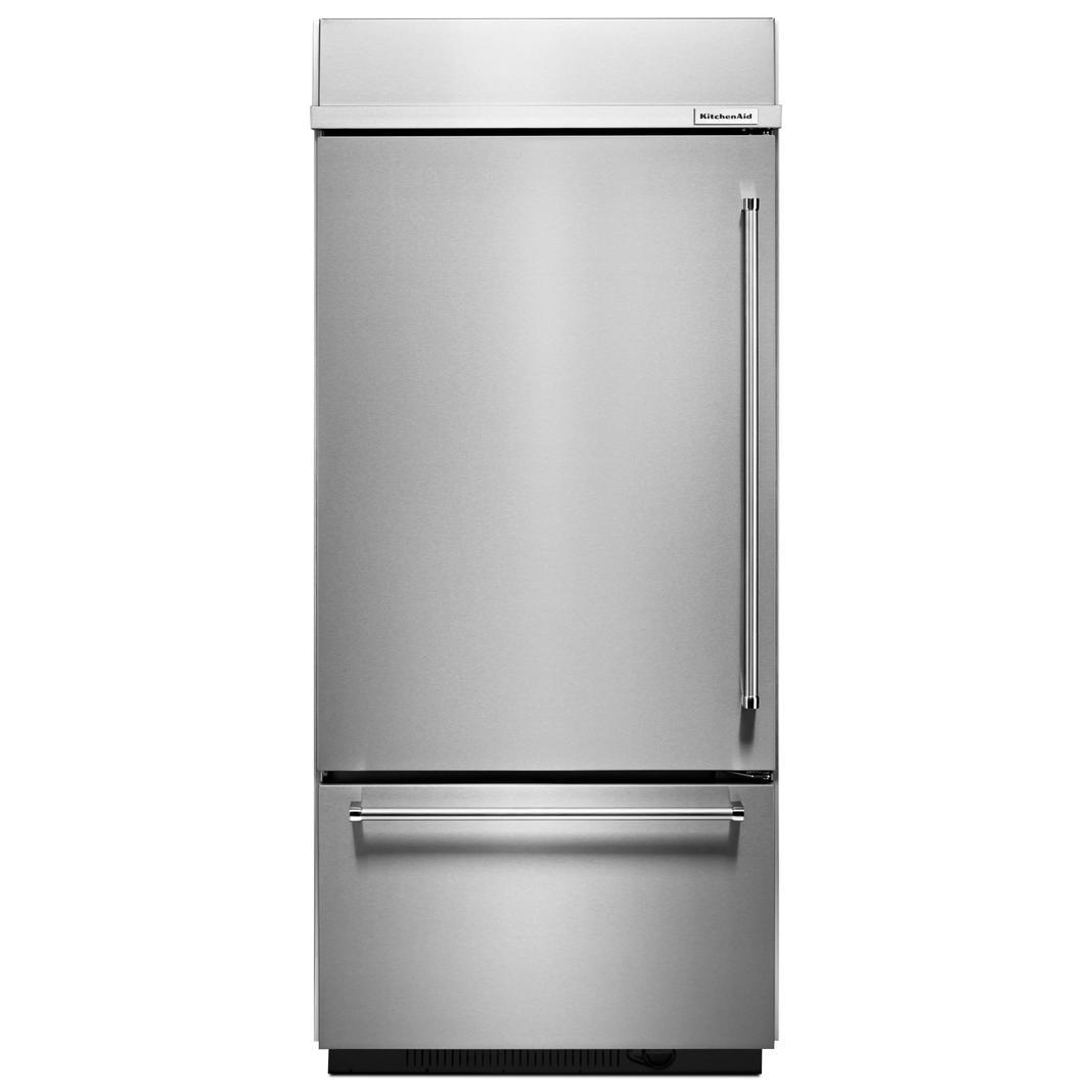 KitchenAid - 35.25 Inch 20.86 cu. ft Bottom Mount Refrigerator in Stainless - KBBL306ESS