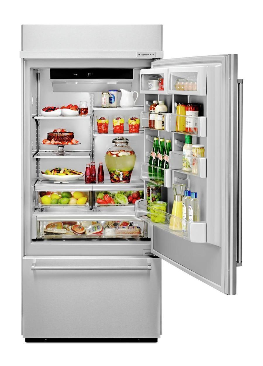 KitchenAid - 35.25 Inch 20.86 cu. ft Built In / Integrated Bottom Mount Refrigerator in Stainless - KBBR306ESS