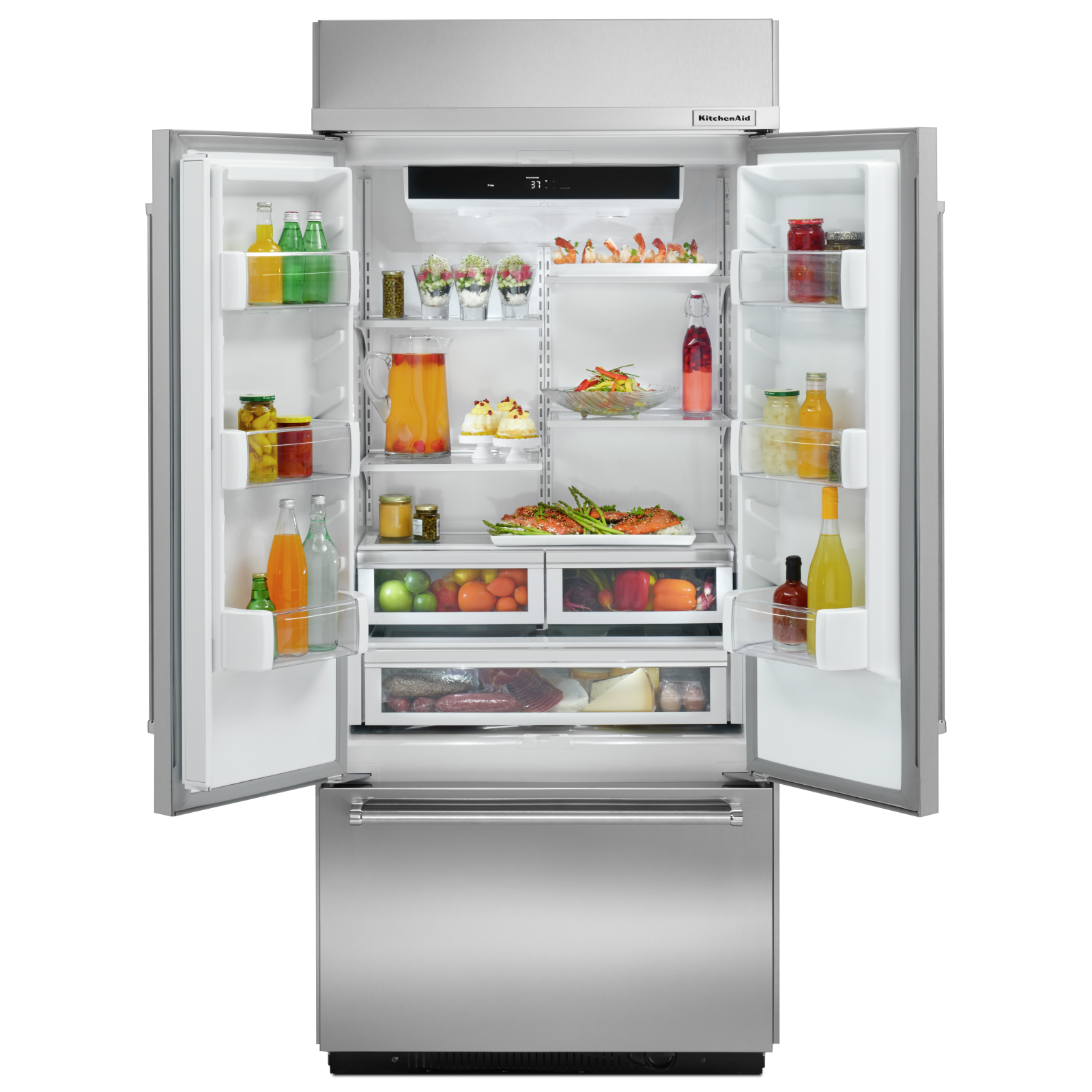 KitchenAid - 36.25 Inch 20.81 cu. ft French Door Refrigerator in Stainless - KBFN406ESS