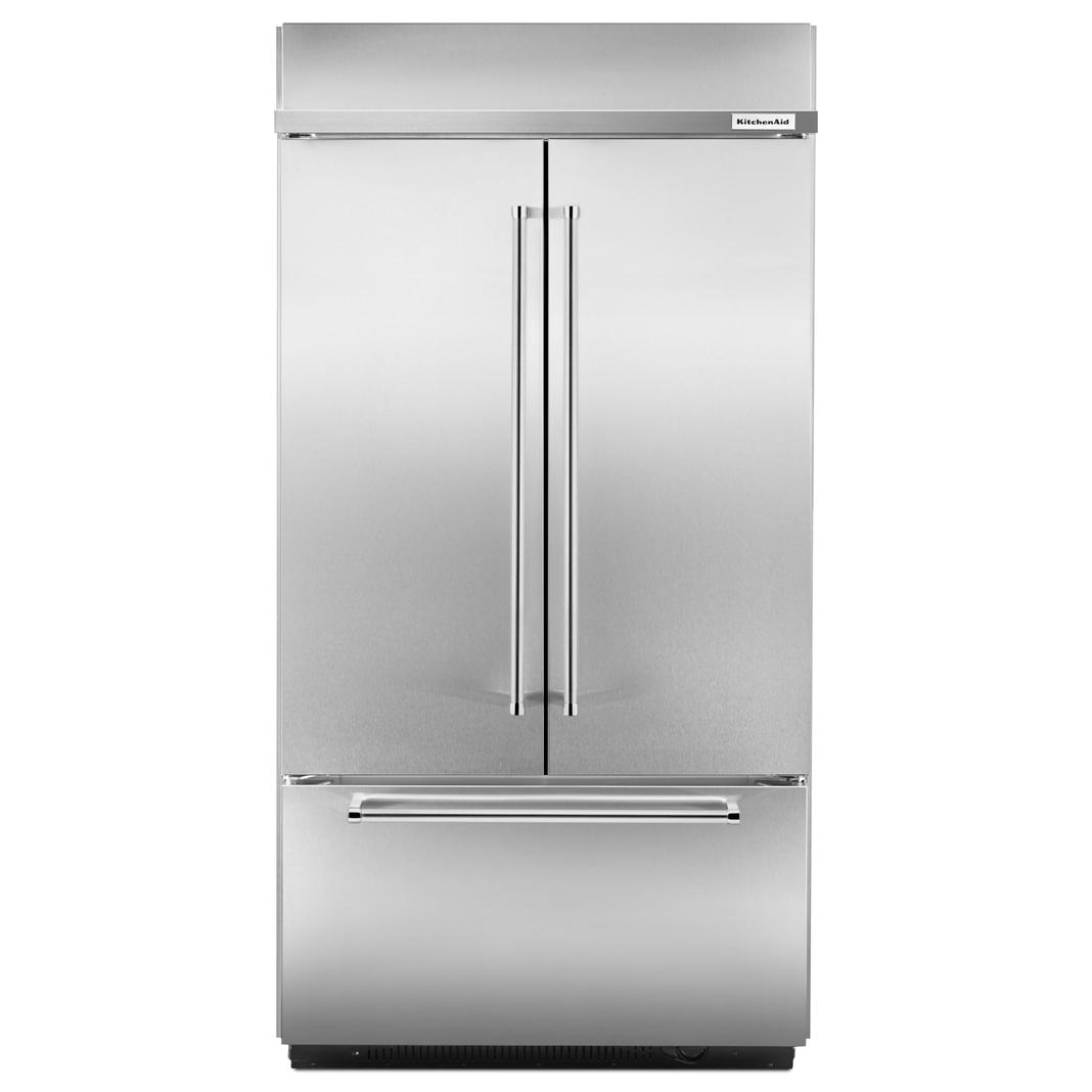KitchenAid - 42.3 Inch 24.2 cu. ft Built In / Integrated French Door Refrigerator in Stainless - KBFN502ESS