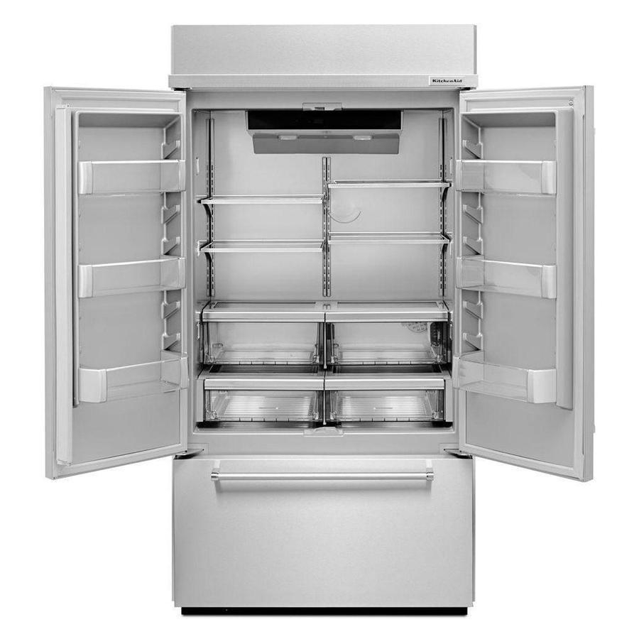 KitchenAid - 42.3 Inch 24.2 cu. ft Built In / Integrated French Door Refrigerator in Stainless - KBFN502ESS