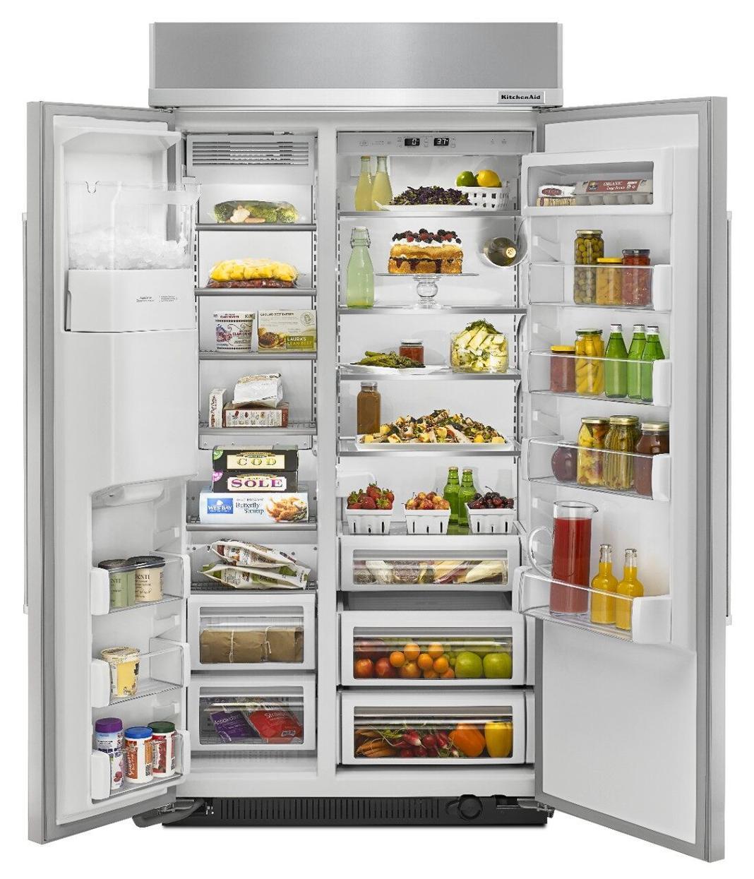 KitchenAid - 42.25 Inch 25 cu. ft Side by Side Refrigerator in Stainless - KBSD602ESS