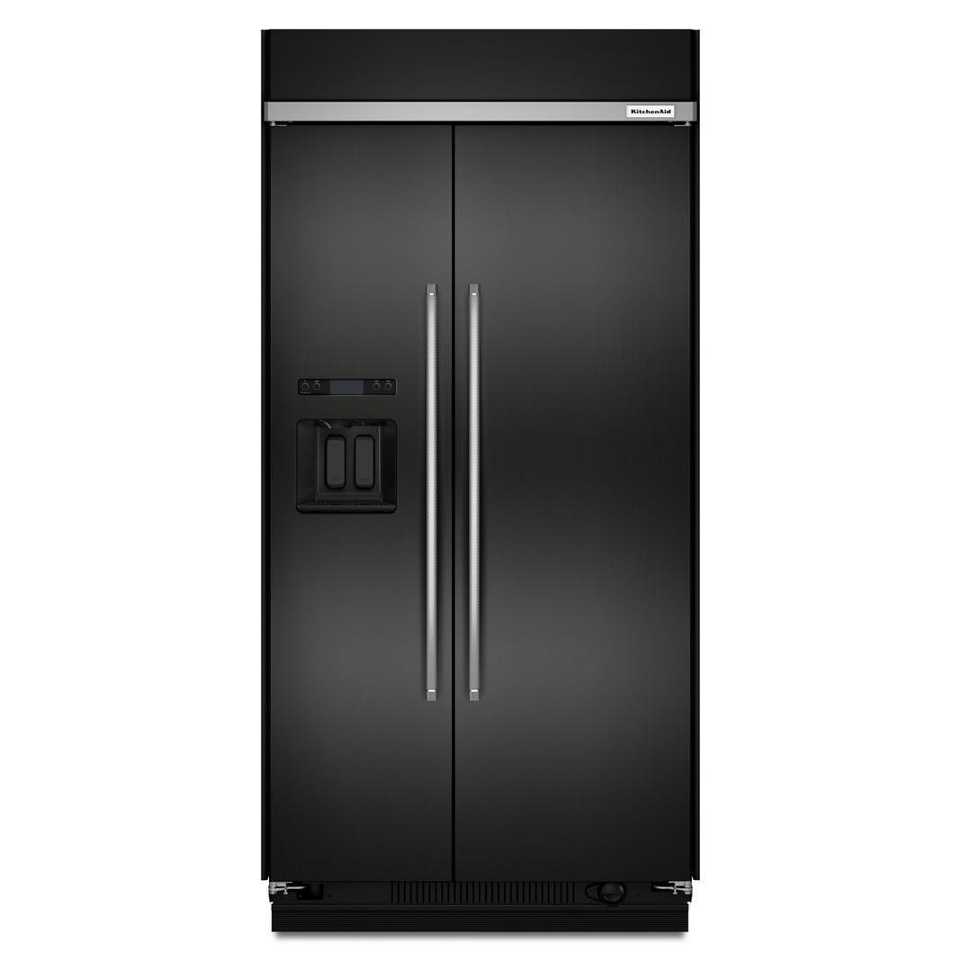 KitchenAid - 48.25 Inch 29.5 cu. ft Side by Side Refrigerator in Black Stainless - KBSD608EBS