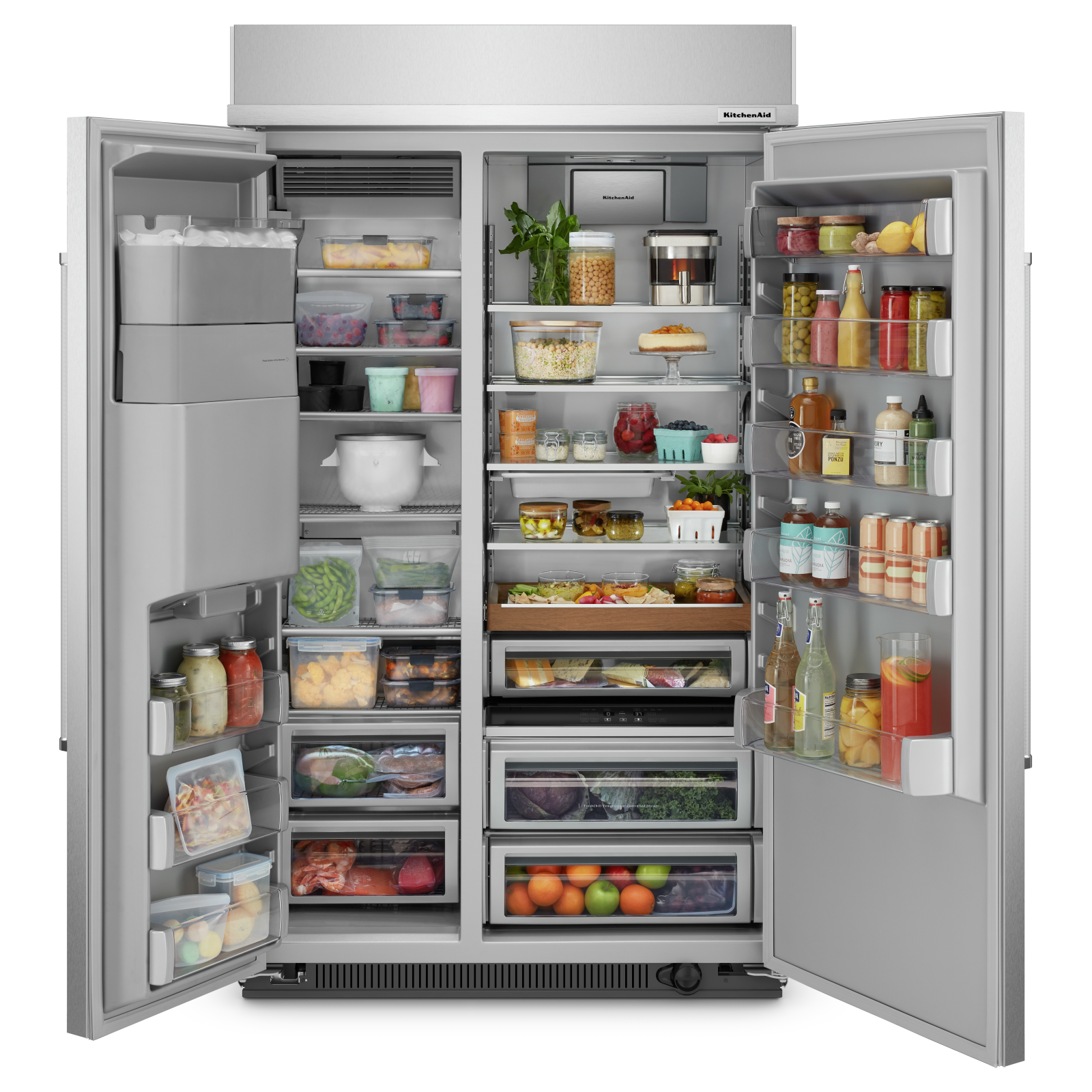 KitchenAid - 47.25 Inch 29.4 cu. ft Built In / Integrated Side by Side Refrigerator in Stainless - KBSD708MPS