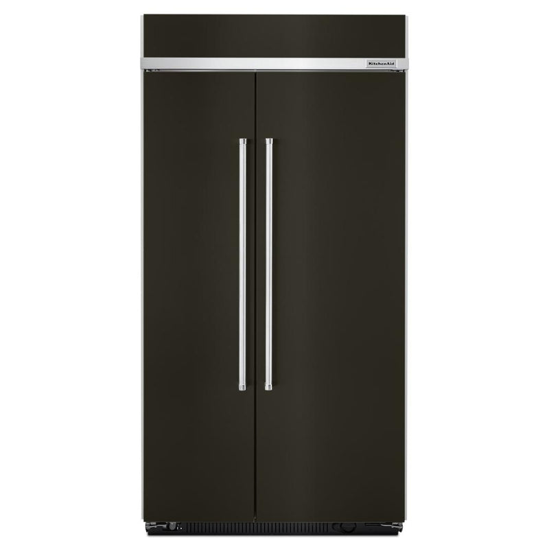 KitchenAid - 42.25 Inch 25.5 cu. ft Side by Side Refrigerator in Black Stainless - KBSN602EBS