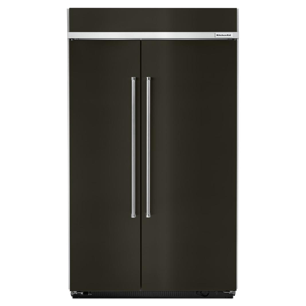 KitchenAid - 48.25 Inch 30 cu. ft Side by Side Refrigerator in Black Stainless - KBSN608EBS